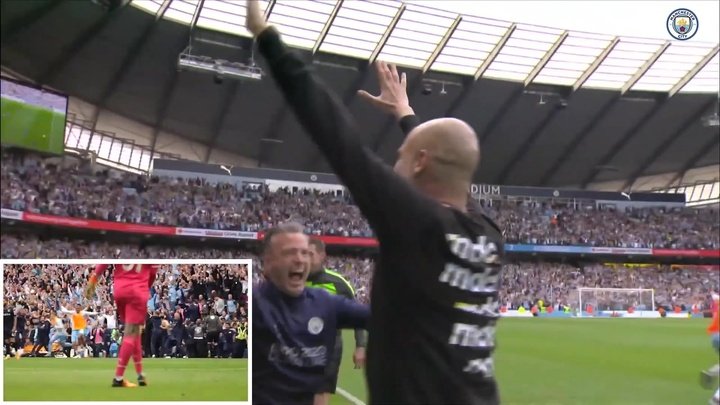 VIDEO: Pep's reactions during Man City's title win over Aston Villa