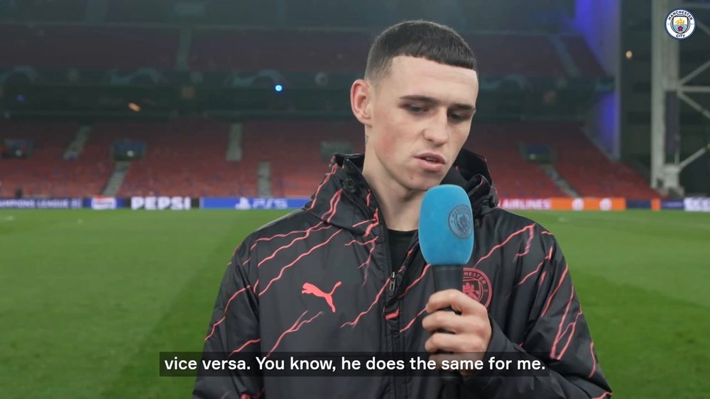 Foden had a few words for team-mate Kevin de Bruyne. DUGOUT