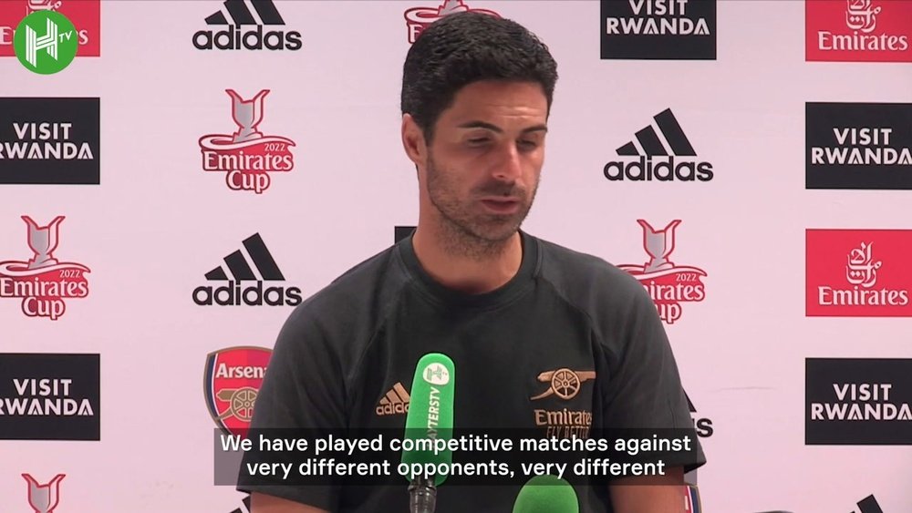 Mikel Arteta spoke after Arsenal beat Sevilla 6-0. DUGOUT
