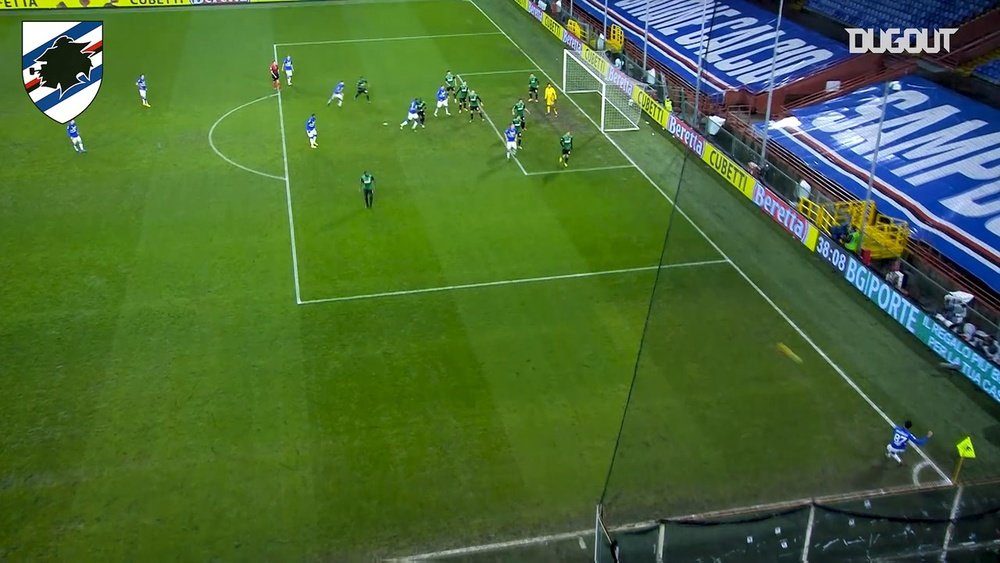 Il primo gol di Keita con la Sampdoria. Dugout