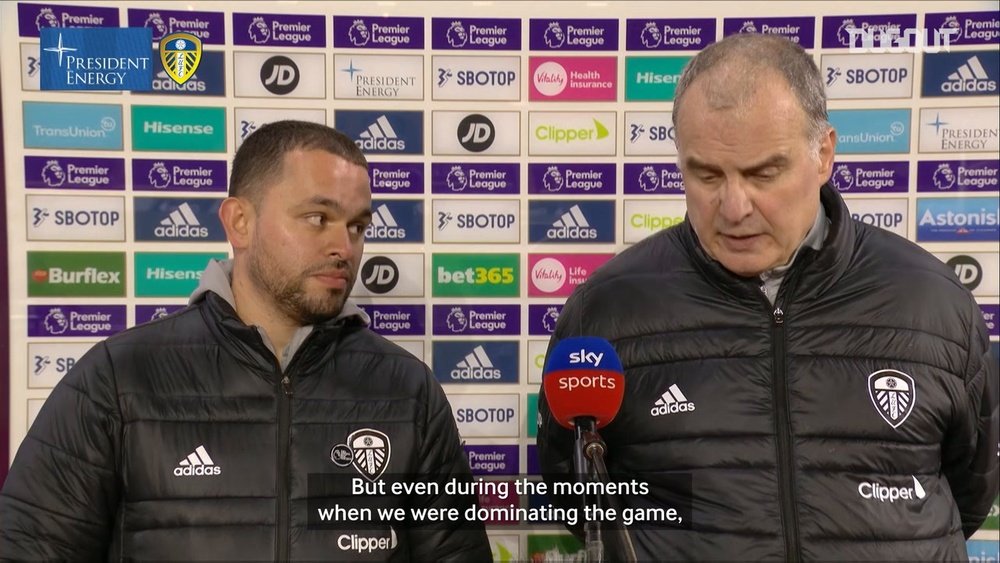 Bielsa discusses his side's performance in Monday's 1-1 draw with Liverpool. DUGOUT