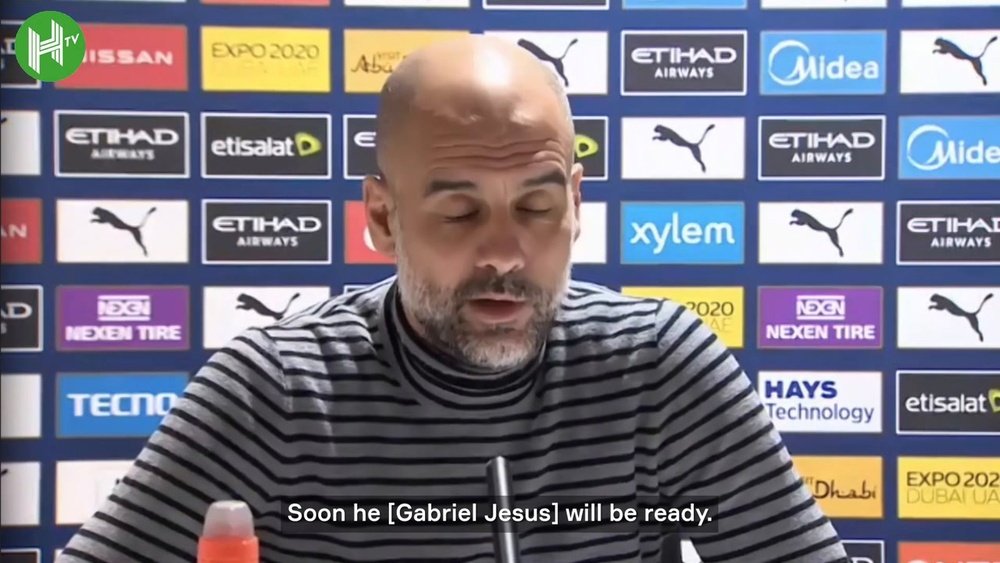 Pep Guardiola spoke ahead of Man City's game with Brentford. DUGOUT