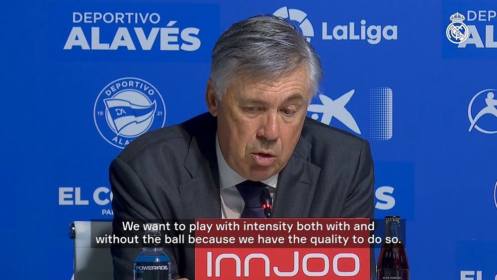 Madrid boss Carlo Ancelotti one their opening win against Alaves. DUGOUT