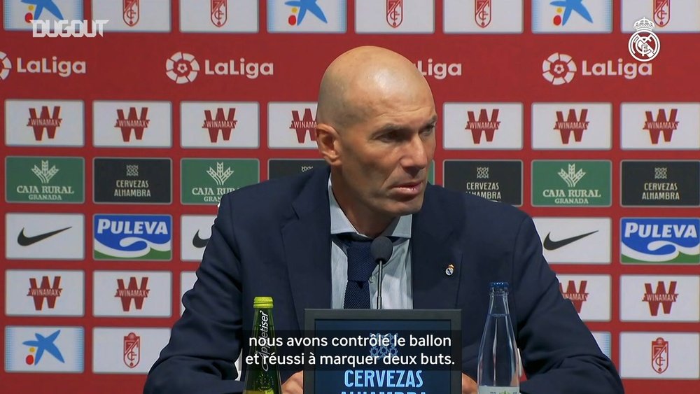 Zidane en conférence après la victoire face à Grenade. DUGOUT
