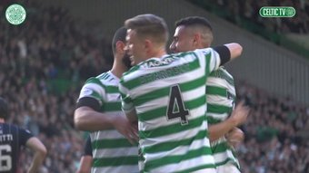 Maeda scores during Celtic's win over Ross County. DUGOUT