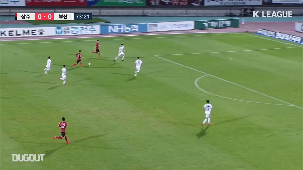 Moon Seon-min gave Sangju Sangmu the three points v Busan in the K-League. DUGOUT