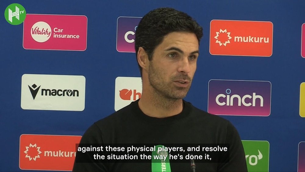 Mikel Arteta spoke about Saliba after Arsenal defeated Palace 0-2. DUGOUT