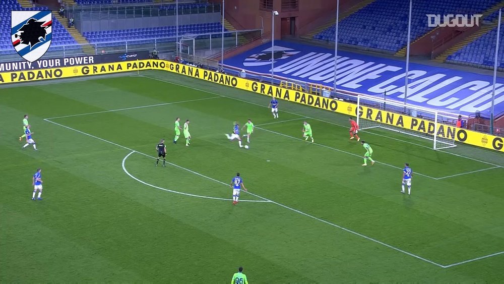 Damsgaard's first Sampdoria goal. DUGOUT