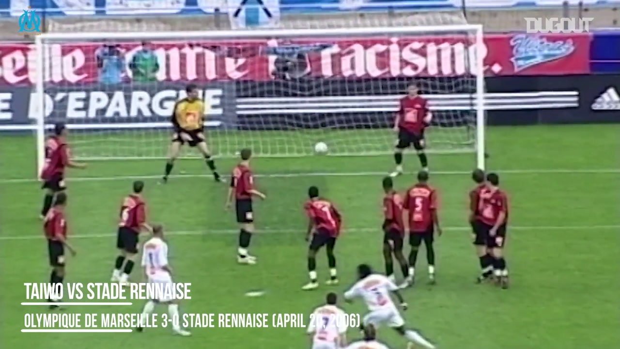 Le coup franc surpuissant de Taiwo face à Rennes. DUGOUT