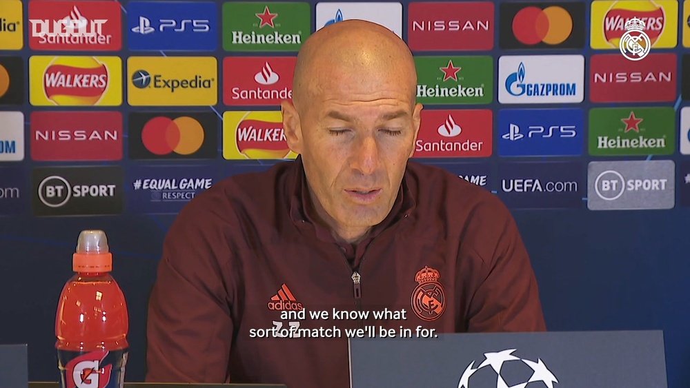 Zinedine Zidane previewed the Champions League second leg with Chelsea. DUGOUT