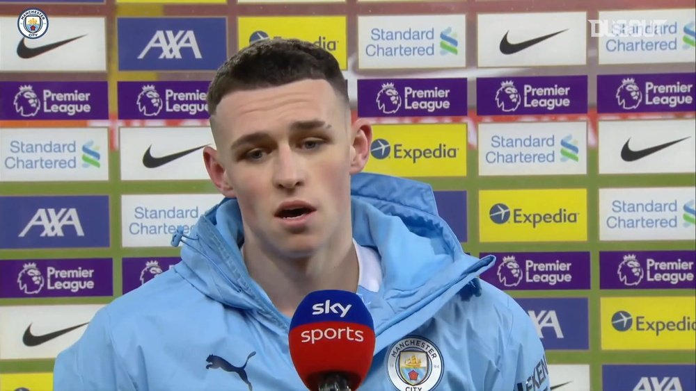 Phil Foden reacts to his man of the match performance. DUGOUT