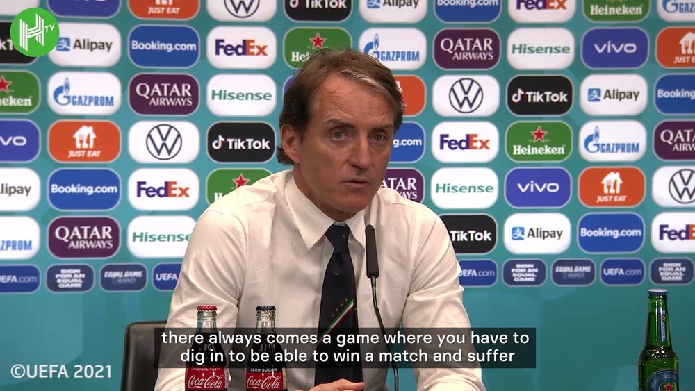 Roberto Mancini spoke after Italy beat Spain on penalties. DUGOUT