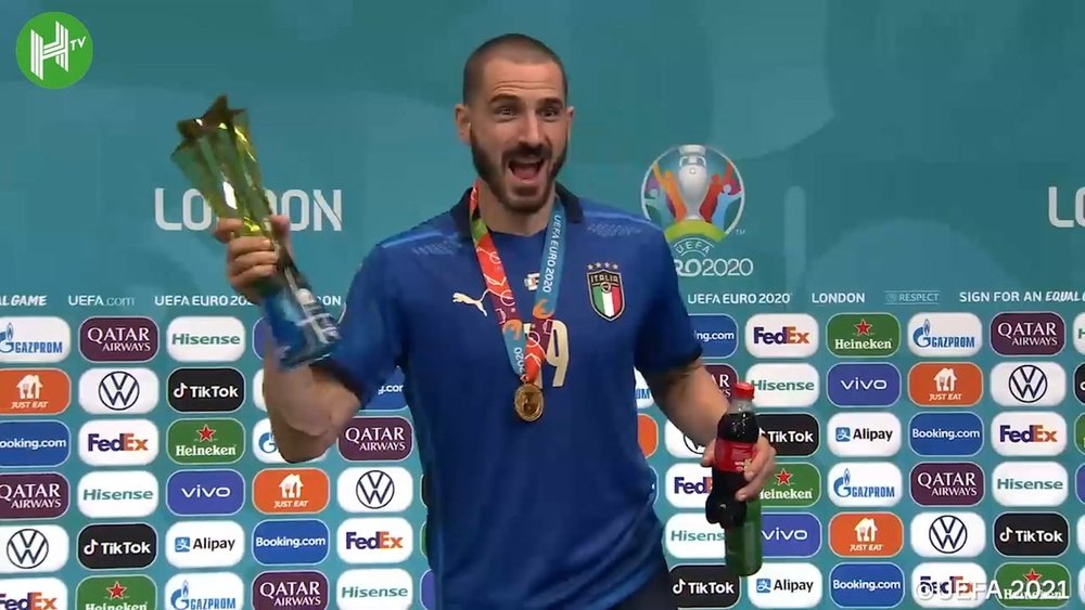 Leonardo Bonucci was delighted after Italy beat England. DUGOUT