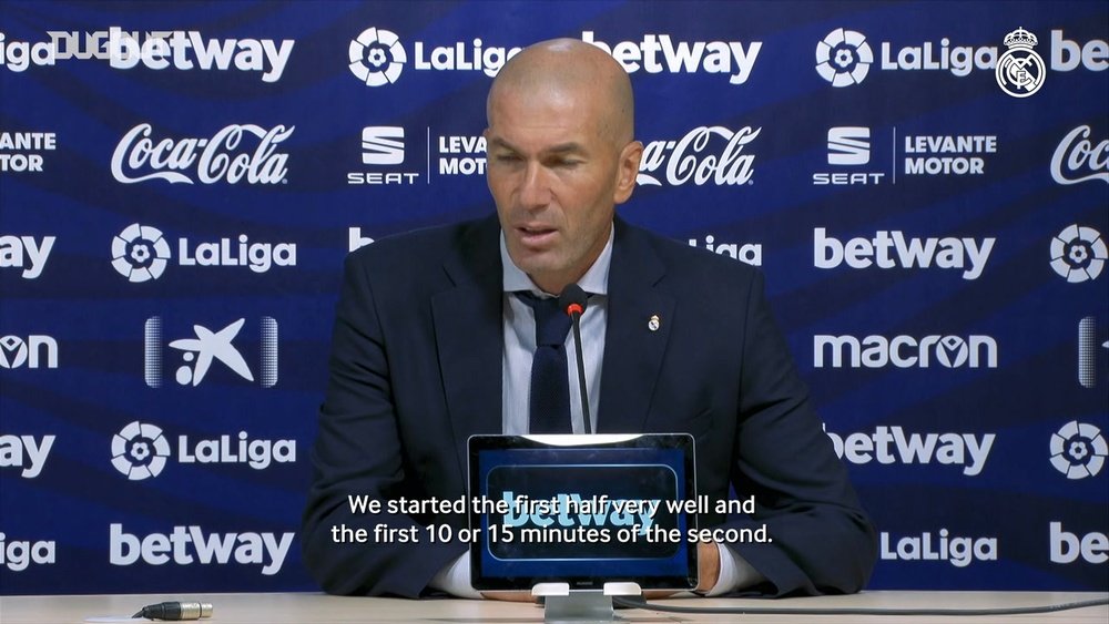 Zidane was happy following Real Madrid's victory against Levante. DUGOUT