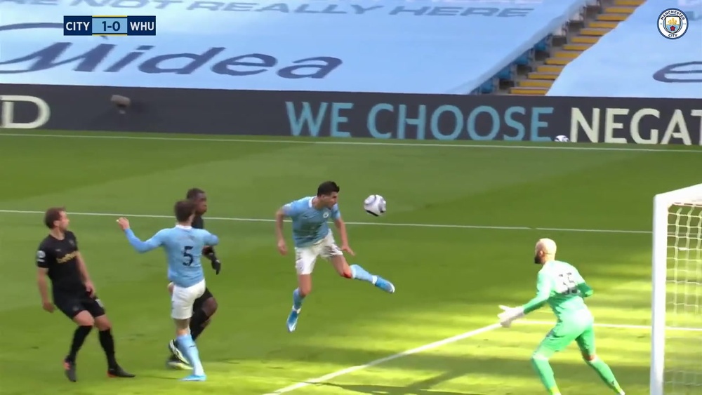 Ruben Dias scored his first goal for Man City in the win over West Ham. DUGOUT