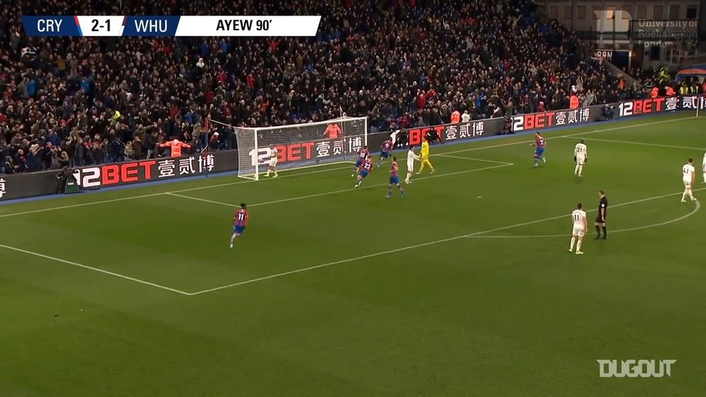 Jordan Ayew gave Palace all three points against West Ham back in December 2019. DUGOUT