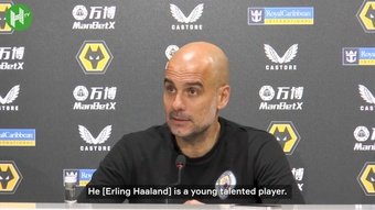 Pep Guardiola spoke after the news of Haaland's signing for Man City broke. DUGOUT
