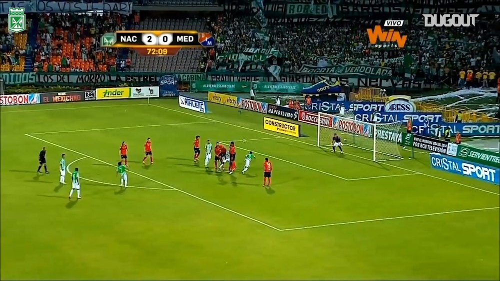 VIDEO: Sherman Cárdenas free-kick goal in the Clásico Paisa. DUGOUT