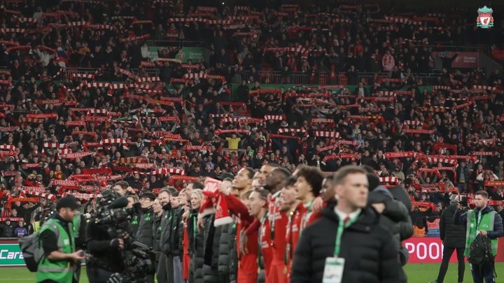 VIDEO: Liverpool players sing 'You'll Never Walk Alone' after Carabao Cup final triumph