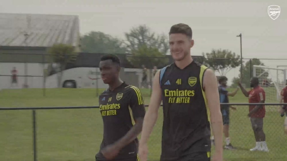 Declan Rice ya trabaja a las órdenes de Mikel Arteta. Captura/dugout