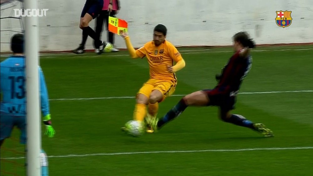Lionel Messi and Luis Suarez scored in a 0-4 win at Eibar. DUGOUT