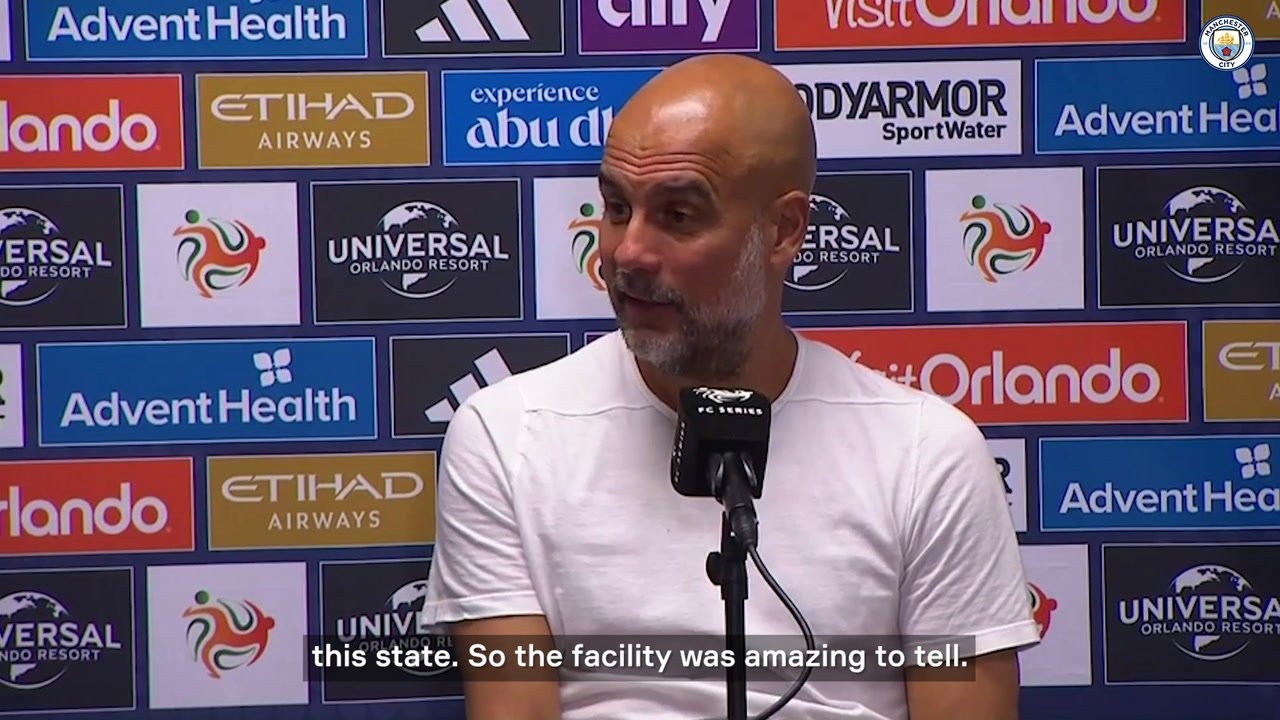 Pep Guardiola was able to look on the bright side of Man City's loss. DUGOUT