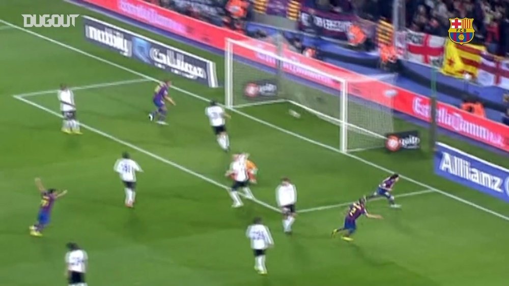 La prima tripletta di Messi al Valencia. Dugout