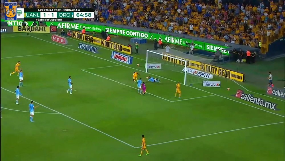 Caicedo marcó su primer gol con Tigres ante Querétaro. Dugout
