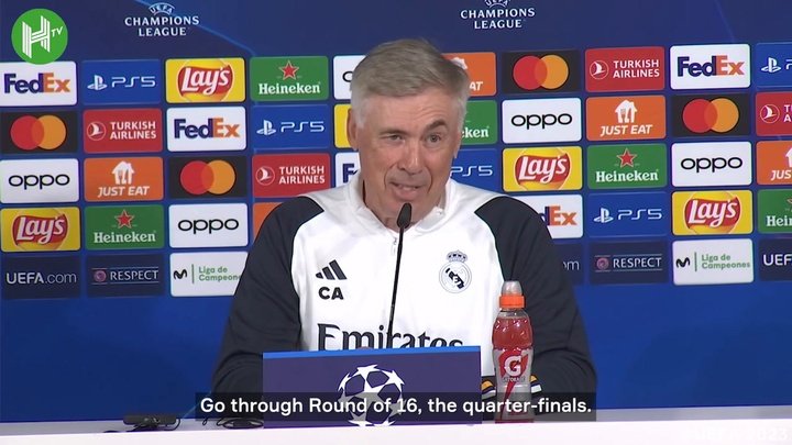 Madrid boss Ancelotti laughs after knowing Barca's goals in Champions League
