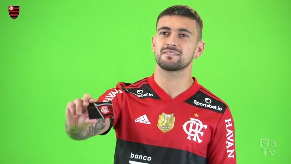 David Luiz, Arrascaeta e Kenedy realizam Media Day no Flamengo. DUGOUT