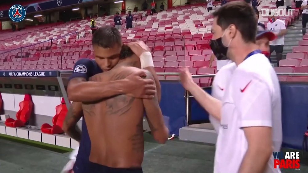 PSG were jubilant after reaching the Champions League final. DUGOUT