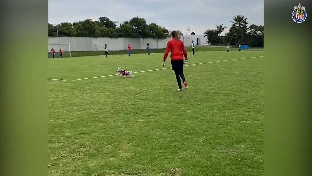 Chivas Women's players spend time with their pets on the training ground. DUGOUT