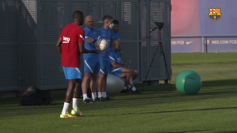 Dembele and Aguero have been training back at Barca. DUGOUT