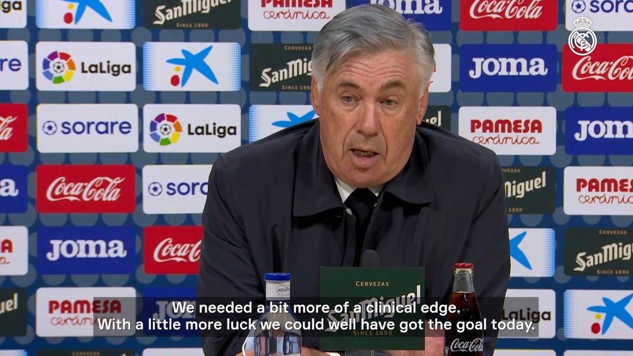 Carlo Ancelotti spoke after Real Madrid dropped two points v Villarreal. DUGOUT