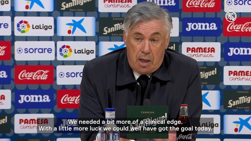 Carlo Ancelotti spoke after Real Madrid dropped two points v Villarreal. DUGOUT