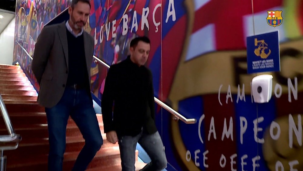 Xavi and Vicente Moreno met on the eve of the Catalan derby. DUGOUT
