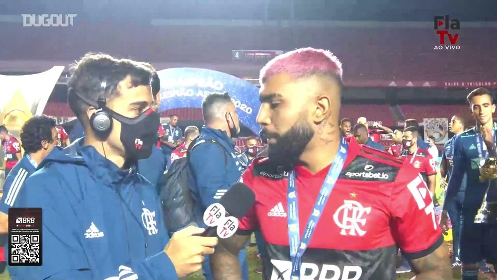 Gabigol comemora mais um título com o Fla e desabafa. DUGOUT