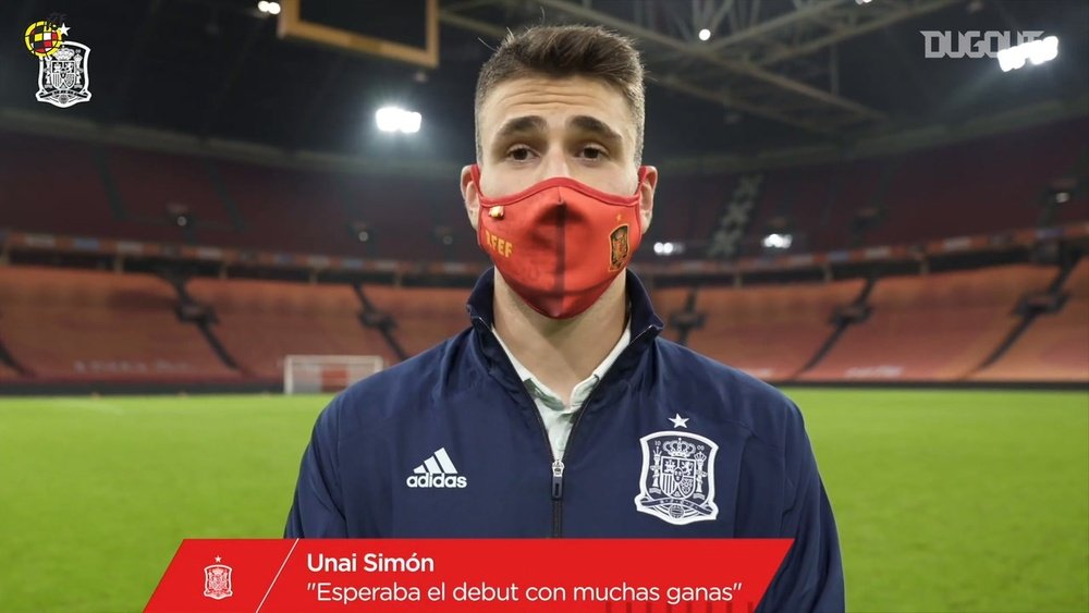 Unai Simón habló para el canal de la RFEF al terminar el partido en Ámsterdam. Dugout