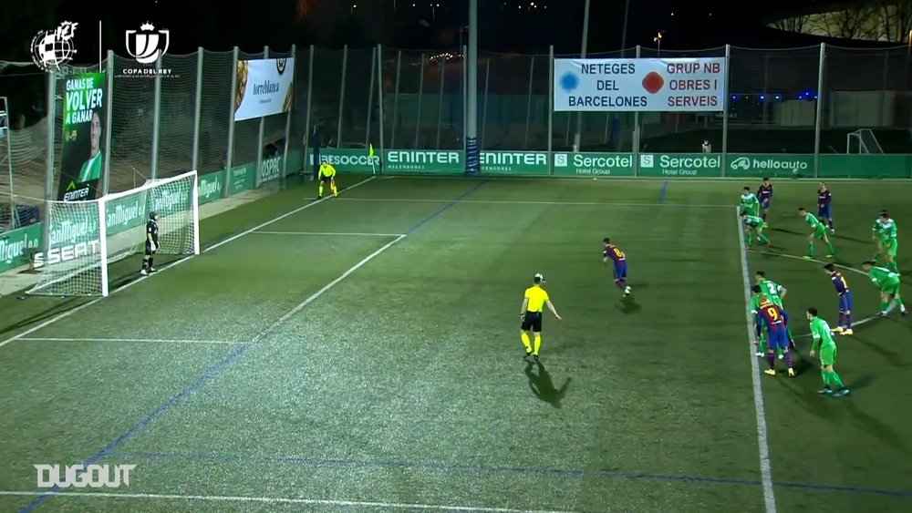 Cornella keeper Ramon Juan made history in the cup tie with Barca. DUGOUT