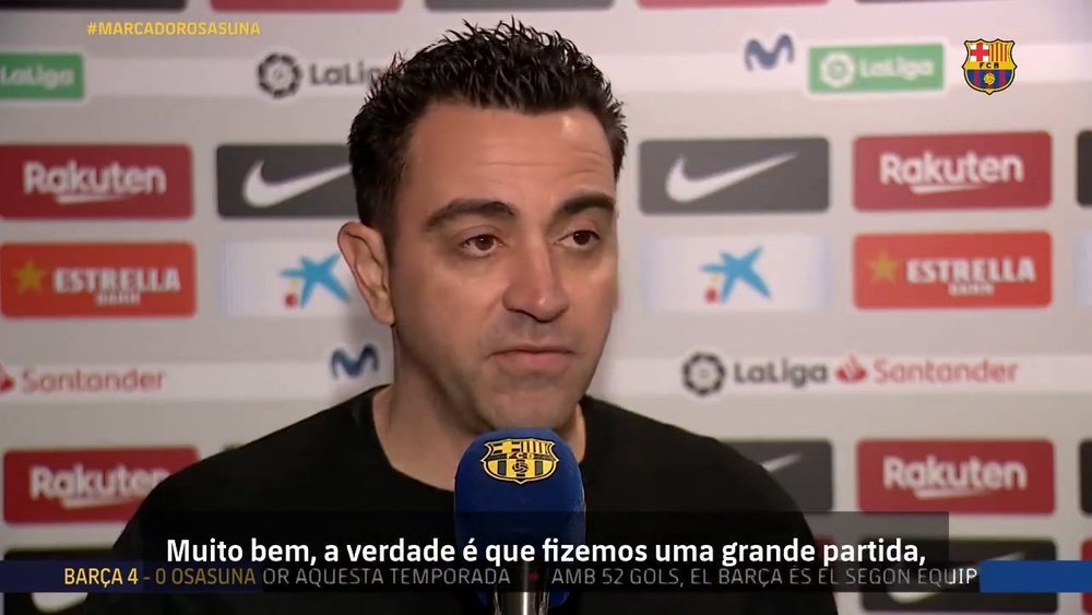Xavi exalta goleada do Barça sobre o Osasuna. DUGOUT