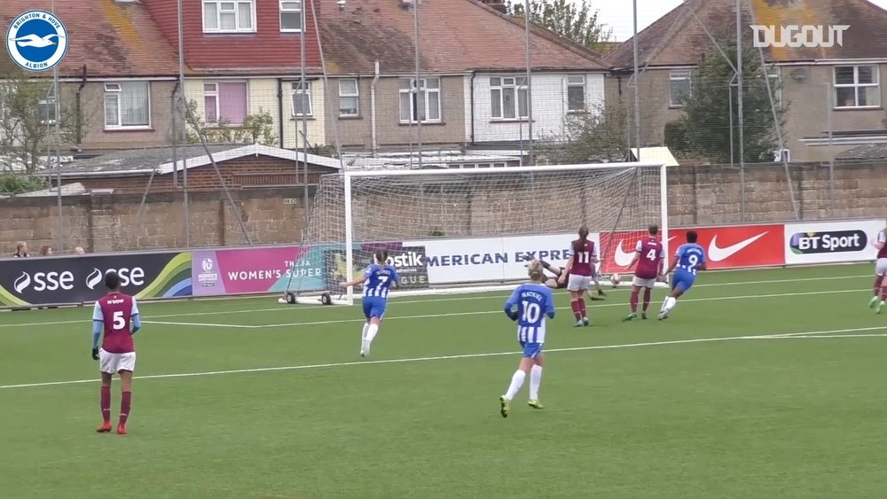 Kirsty Barton rounds off Brighton move vs Aston Villa. DUGOUT
