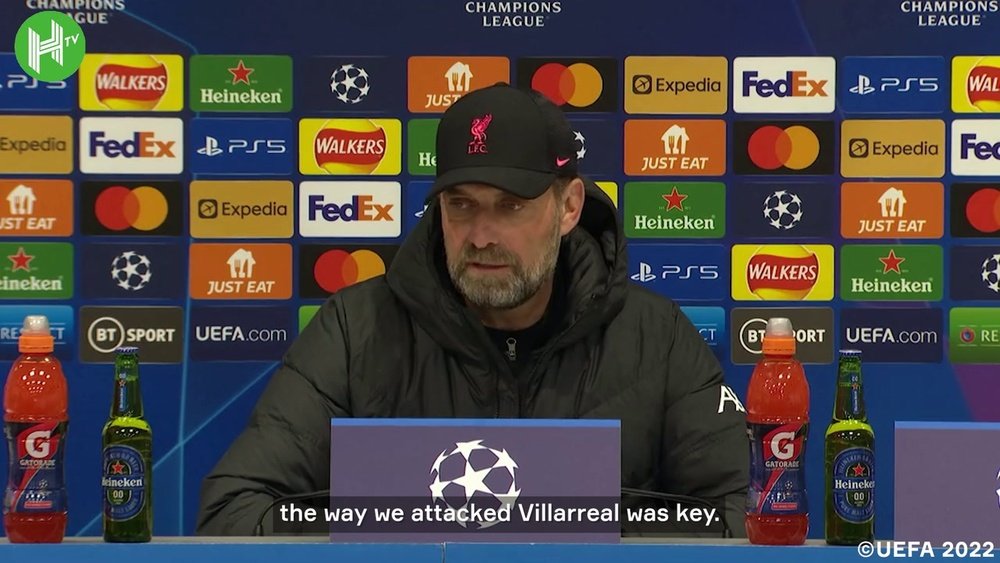 Jurgen Klopp was delighted after Liverpool beat Villarreal in the first leg. DUGOUT