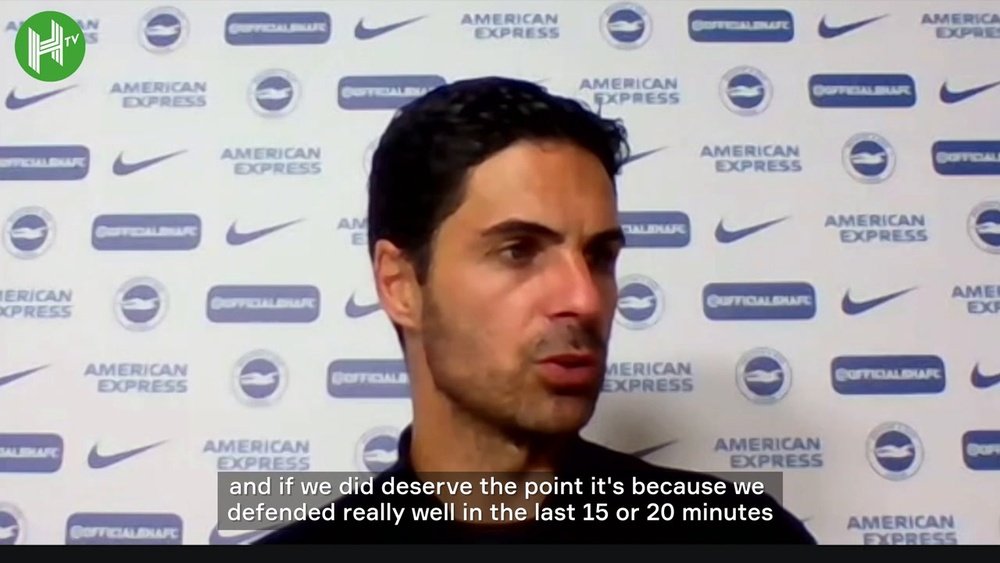 Mikel Arteta spoke after Arsenal's goalless draw with Brighton. DUGOUT