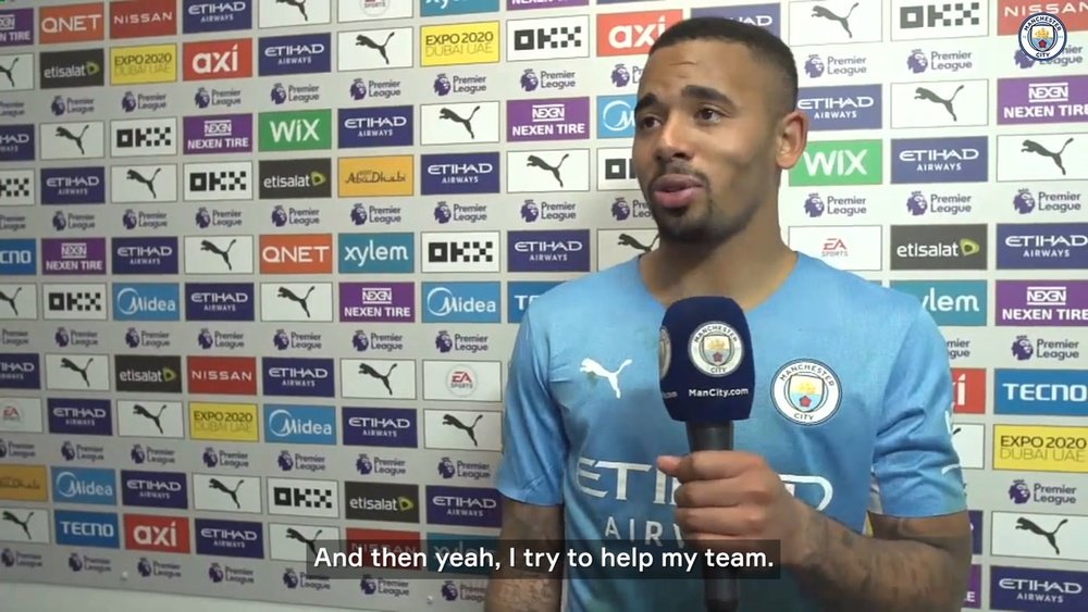 Gabriel Jesus spoke after scoring four goals against Watford. DUGOUT