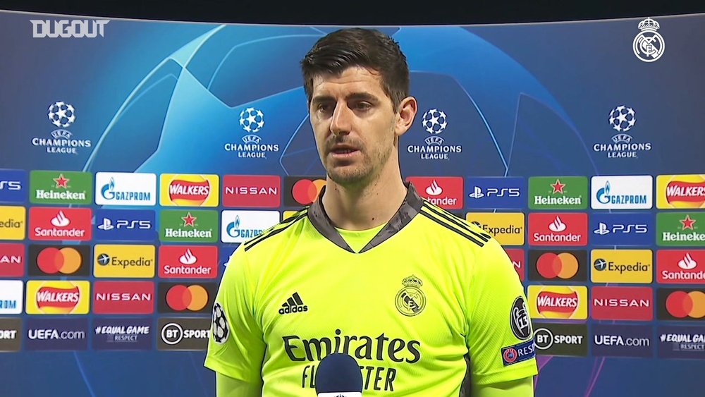 Courtois was pleased after RM reached the Champions League semis. DUGOUT