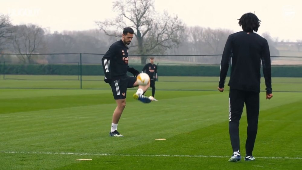 Arsenal have been training ahead of the EL tie with Olympiakos. DUGOUT