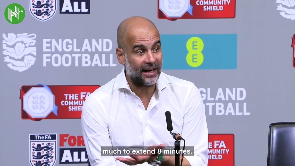 Guardiola didn’t like the new injury time rule. Screenshot/DUGOUT