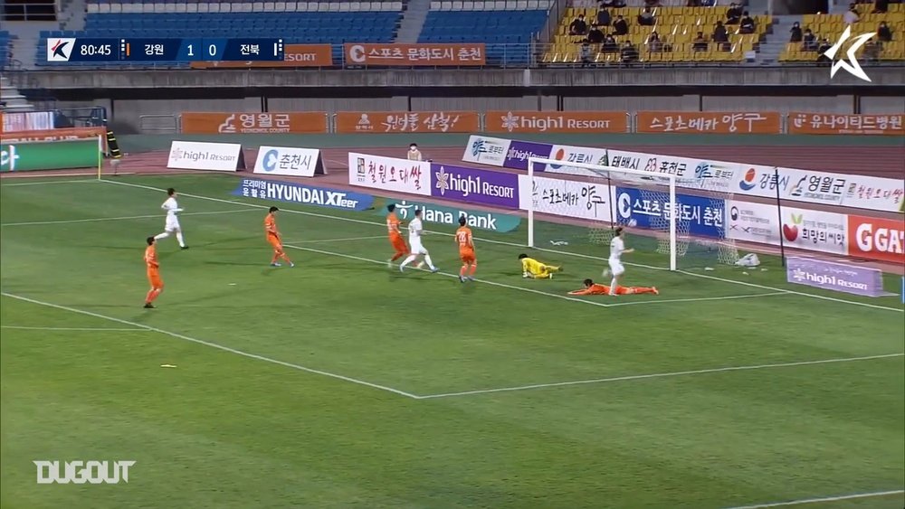 Kunimoto's goal was the difference against Gangwon. DUGOUT