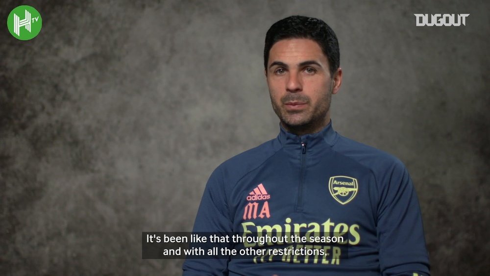 Mikel Arteta's Arsenal face Fulham on Sunday. DUGOUT