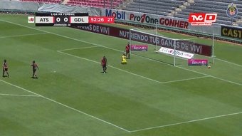 El gol de Victoria Acevedo ante Atlas. Captura/DUGOUT